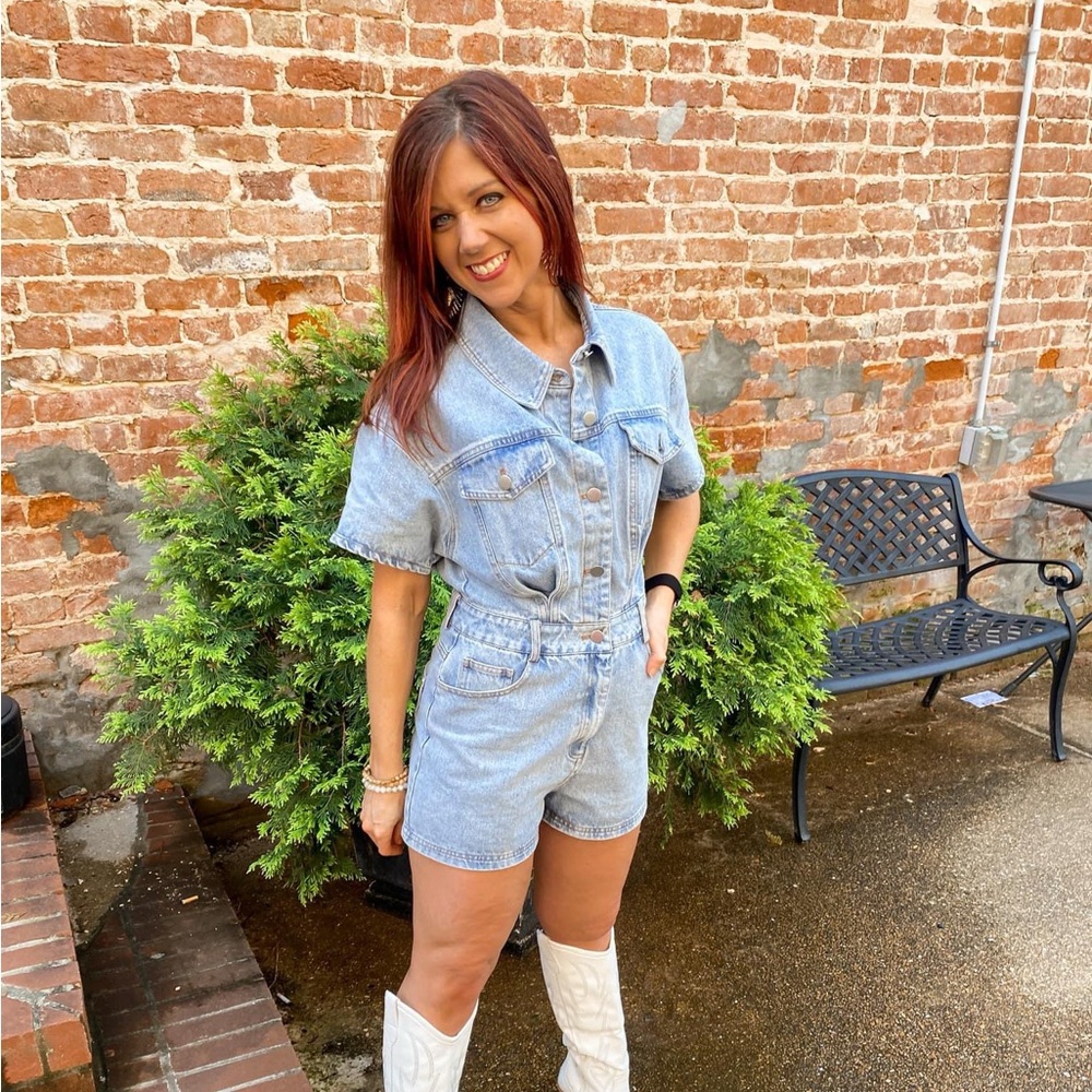 Le Lis Blue Denim Romper